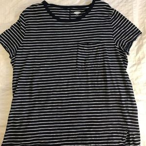 White & Navy Stripped Boyfriend Tee